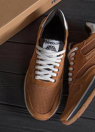 Мужские летние кроссовки перфорация reebok classic brown3 фото