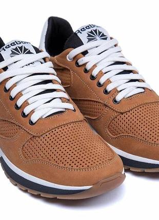 Мужские летние кроссовки перфорация reebok classic brown2 фото