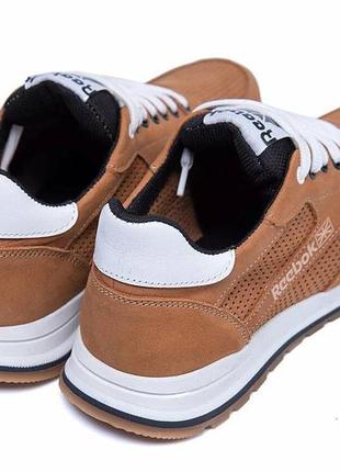 Мужские летние кроссовки перфорация reebok classic brown5 фото