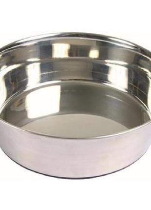 Миска для собак металлическая на резиновом основании trixie 1.7 л 21 см серебристый  (4011905250731)