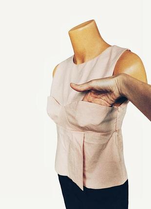 Незвичайний нюдовий топ блуза zara trafaluc стрейч котон бавовна нюд