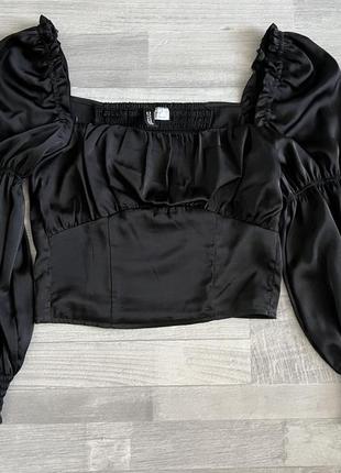 Атласний топ бюстьє чорний h&m