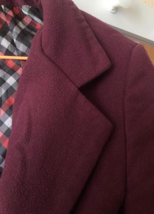 Пальто бордо, бордовое пальто на пуговице2 фото