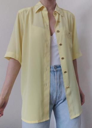 Вінтажна сорочка короткий рукав delmod жовта сорочка з вишивкою блуза жовта блузка оверсайз сорочка вінтаж блузка лимонна9 фото
