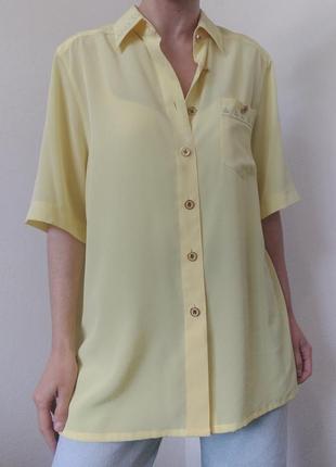 Вінтажна сорочка короткий рукав delmod жовта сорочка з вишивкою блуза жовта блузка оверсайз сорочка вінтаж блузка лимонна7 фото