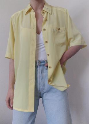 Вінтажна сорочка короткий рукав delmod жовта сорочка з вишивкою блуза жовта блузка оверсайз сорочка вінтаж блузка лимонна4 фото
