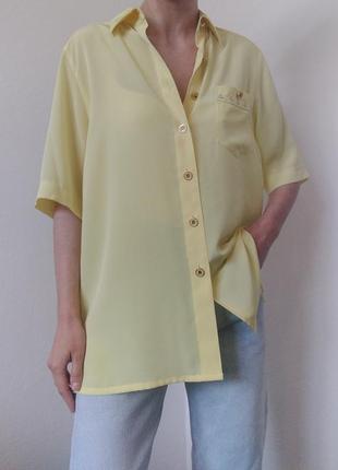 Вінтажна сорочка короткий рукав delmod жовта сорочка з вишивкою блуза жовта блузка оверсайз сорочка вінтаж блузка лимонна5 фото