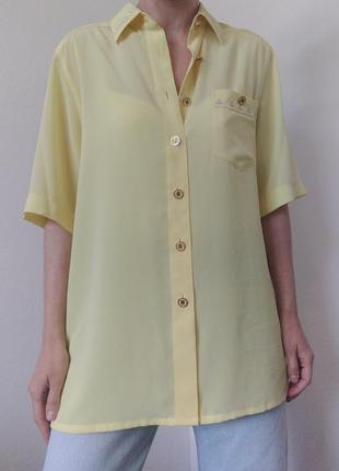 Вінтажна сорочка короткий рукав delmod жовта сорочка з вишивкою блуза жовта блузка оверсайз сорочка вінтаж блузка лимонна10 фото