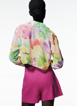Сорочка жіноча квіткова вкорочена сорочка zara new5 фото