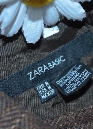 Брендовое коричневое шерстяное демисезонное пальто полупальто с поясом zara испания4 фото