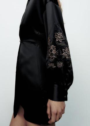 Атласна сукня з вишивкою zara, колекція 2023 року, розмір xs4 фото