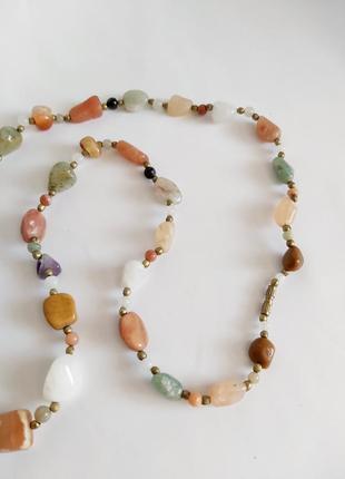 Бусы самоцветы 85 см винтажные ожерелье коллекционное натуральный камень3 фото