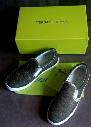 Золотистые слипоны versace jeans5 фото