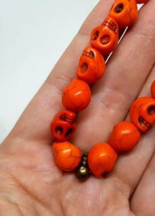 Яркий прикольный браслет-резинка "черепа" оранжевый дания pilgrim8 фото