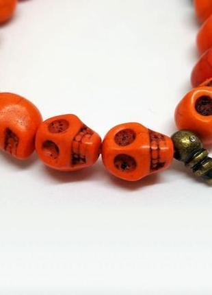 Яркий прикольный браслет-резинка "черепа" оранжевый дания pilgrim7 фото