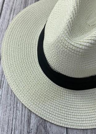 Летняя шляпа федора с черной лентой2 фото