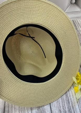 Летняя шляпа федора с черной лентой6 фото