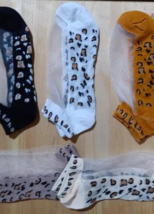 Набор летних капроновых леопардовых носков, 5 пар8 фото