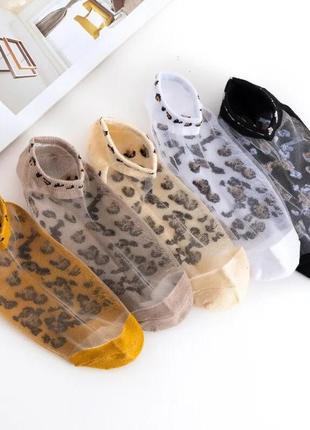 Набор летних капроновых леопардовых носков, 5 пар5 фото