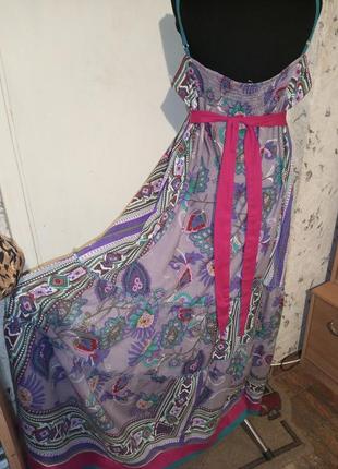 Натуральный,длинный-макси,ярусный сарафан-платье с вышивками,бисером,бохо6 фото