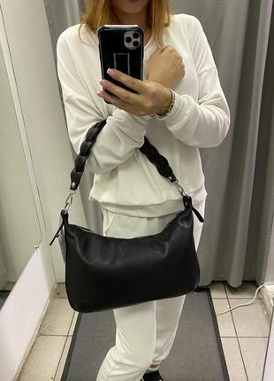 Мягкая кожаная сумка чёрная сумка женская сумка кожаная через плечо6 фото