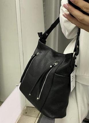 Сумка чёрная мягкая чёрная сумка из натуральной кожи итальянская кожаная сумка8 фото