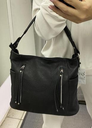 Сумка чёрная мягкая чёрная сумка из натуральной кожи итальянская кожаная сумка7 фото
