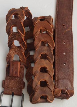 Шкіряний ремінь french connection з плетінням та металевою пряжкою
