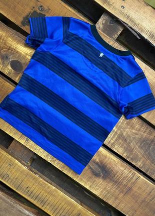 Детская полосатая спортивная футбольная футболка с принтом и нашивками nike (найк 3-4 года 98-104 см идеал оригинал разноцветная)2 фото