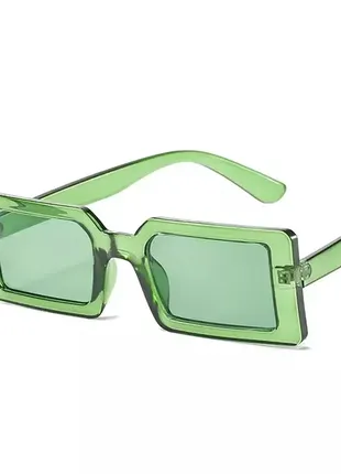 Солнцезащитные очки прямоугольные в широкой оправе зеленый (14557)2 фото