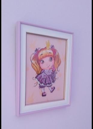 Картина ручной работы вышита бисером "маленькая принцесса"3 фото