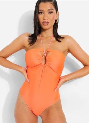 Трендовый неоновый купальник boohoo fuller bust plunge новый, с биркой.2 фото