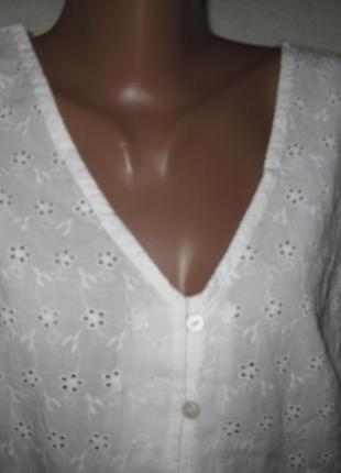 Белая блуза хлопок шитье tu р-р104 фото
