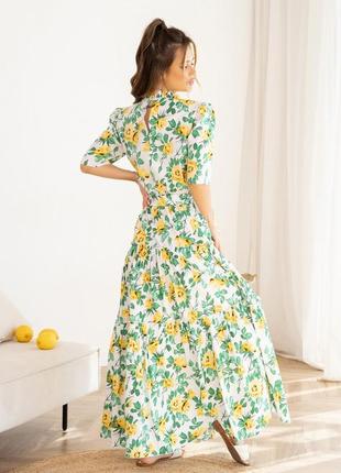 Длинное хлопковое платье с цветочным принтом3 фото