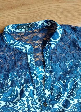 Блуза, блузка с кружной вставкой низ на резинке, р. м5 фото