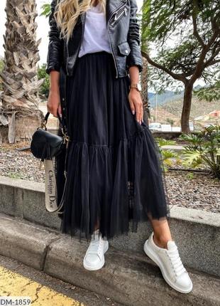 Спідниця сітка фатин клеш беж чорна пудра сіра довга3 фото
