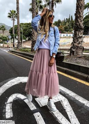 Спідниця сітка фатин клеш беж чорна пудра сіра довга2 фото