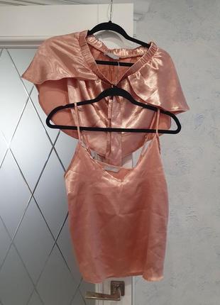 Шёлковая пижама майка шорты