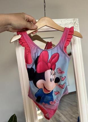 Слитный купальник с minnie mouse 98-104 купальник для девочки disney с мышкой и сердечками