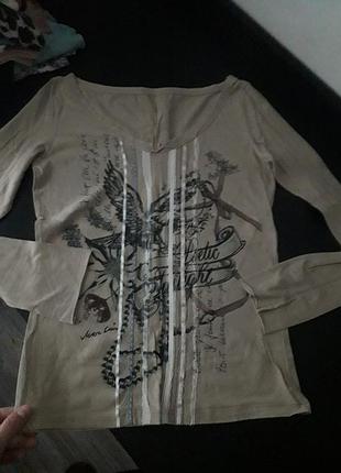 Легесенький приємний тонкий трикотаж футболка з довгим рукавом нюд капучіно marc cain