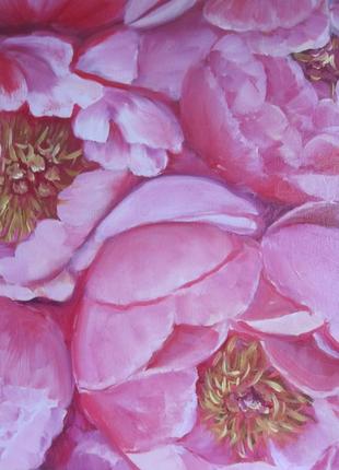 Картина розовые пионы, холст, масло5 фото