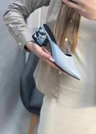 Кожаные туфли мюли сабо на каблуке из натуральной кожи кожаное туфлы мюлы сабо на...