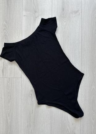 Черный боди в рубчик