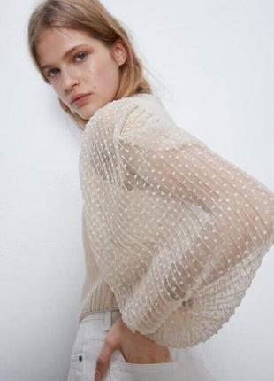 Zara красивый свитер, топ, блуза, блузка, объемные рукава, тренд
