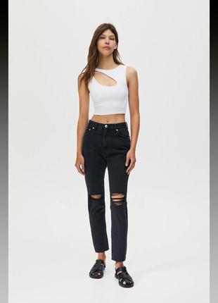 Джинси з високою посадкою pull and bear denim jeans