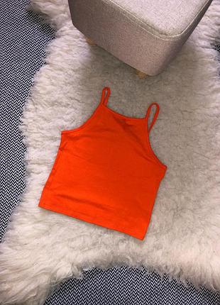 Топ майка рубчик резинка лапша оранжевый неон яркий