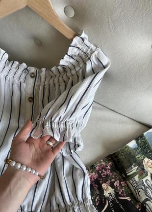 Лляна блузка-топ в смужку h&m5 фото