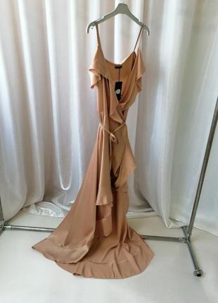 Платье миди-оборка удлиненная спинка4 фото