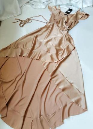 Платье миди-оборка удлиненная спинка6 фото