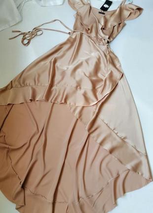 Платье миди-оборка удлиненная спинка9 фото